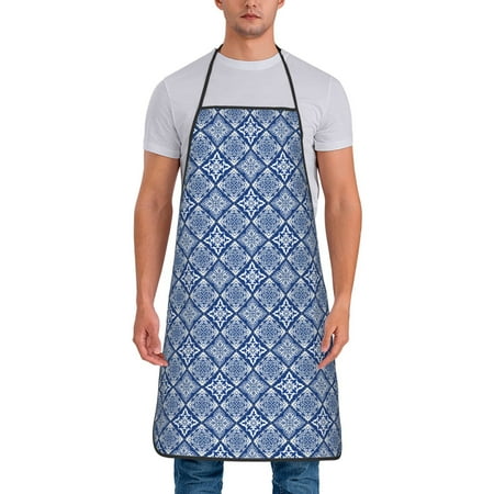 

Jgfou Stylized Flowers Vintage Boho Print Anti-fouling Apron for Men Women Waterproof Oil-Proof Kitchen Apron with Adjustable Straps Pocket and No-Pill No-Fade Fabric