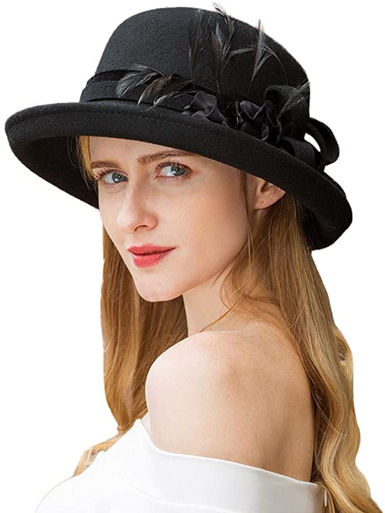 Women Wool Bowler Bucket Felt Hats 