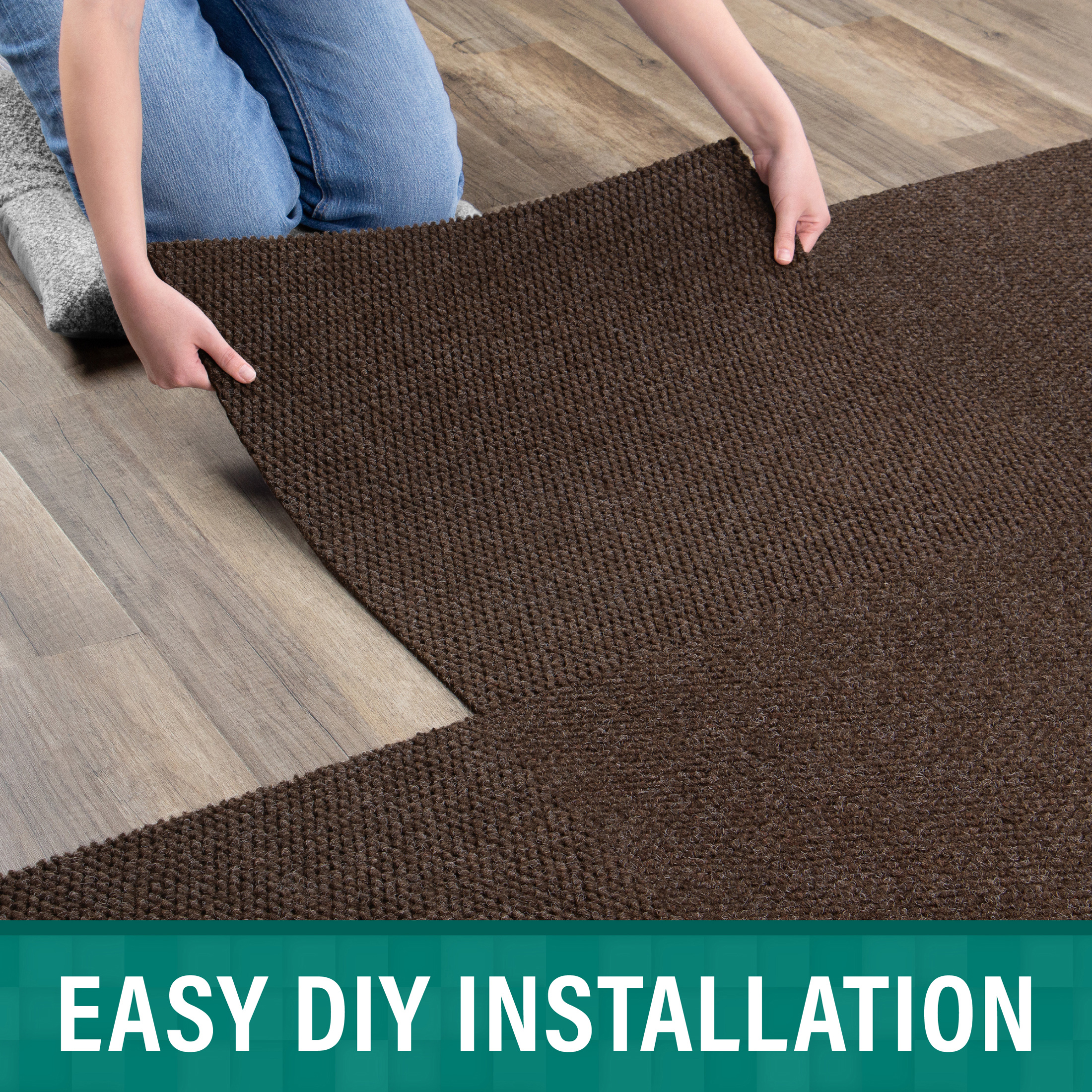 Rocket Hobnail Brown Residential 24 in. x 24 in. Peel and Stick Carpet Tile Square 48 Sq. ft. 12 Tiles Per Box