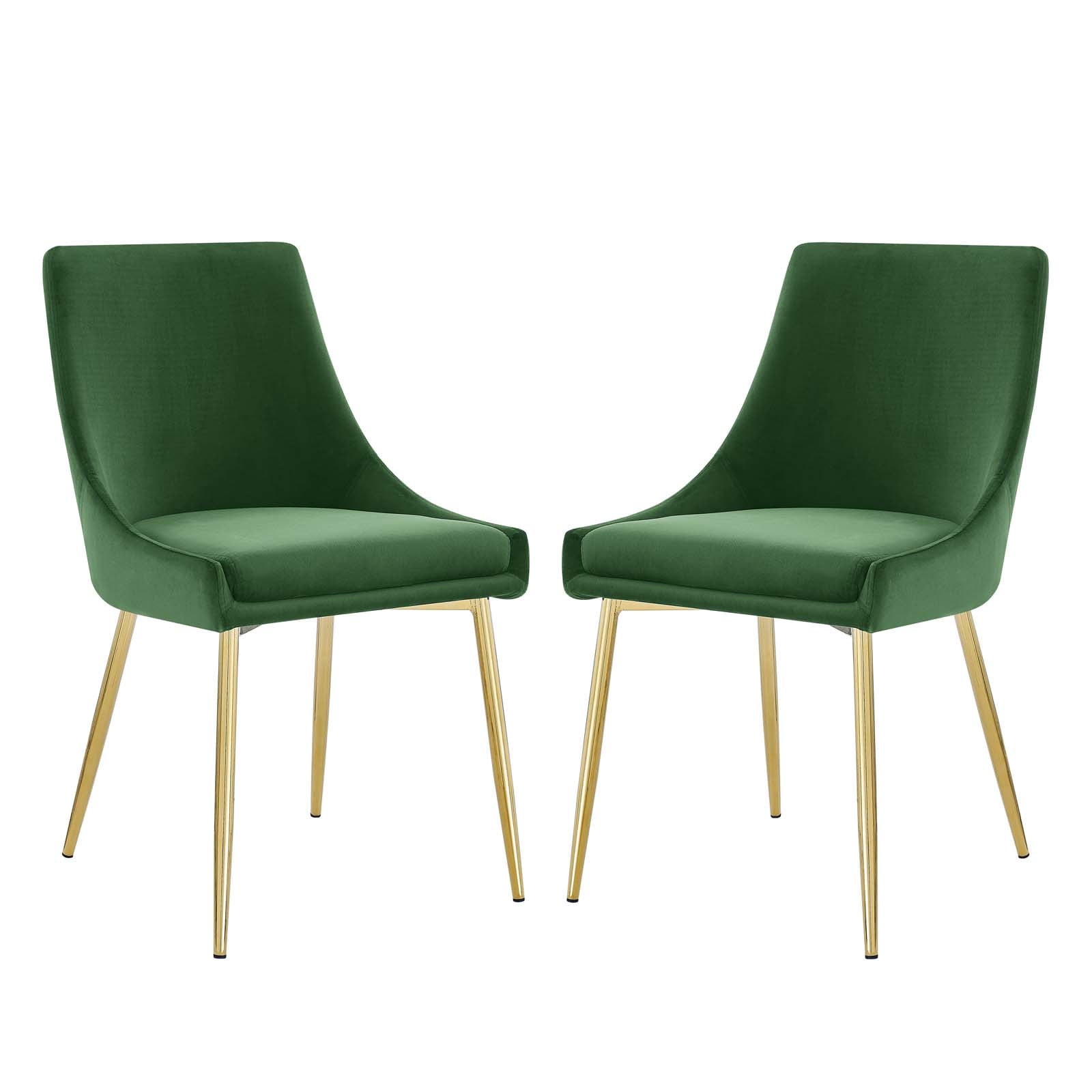 Low Parsons Side Chair in Gold Emerald Velvet with Wood & Metal