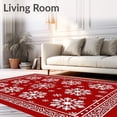 thumbnail image 2 of ODIKA 6'x9' Machine Washable Non-Slip Area Rug, Festive Snowflake Medallion Holiday Accent High Traffic Rug, Red, 615337, 2 of 7