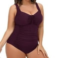 thumbnail image 4 of Vedolay Swimsuit Cover Women's Tummy Control Swimsuit One Piece Bathing Suit Vintage Printed Swimwear,Purple XXL, 4 of 5