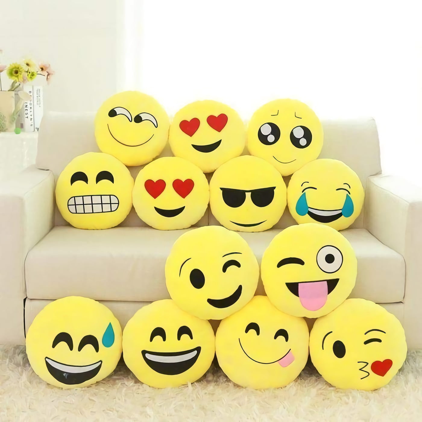 12"/32cm Emoji Plush Pillow Emoticon Stuffed Cushion for Kids Toys