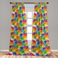 thumbnail image 2 of Rainbow Flowers Window Curtains, Blossoming Abstract Toned Colorful Gerbera Inspired Petals, Lightweight Decor 2-Panel Set with Rod Pocket, Pair of - 28"x63", Earth Yellow and Multicolor, by Ambesonne, 2 of 3