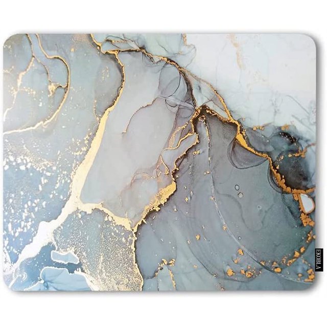 Marbling Pattern Square Non Slip Rubber Base Mousepad Alcohol Abstract Rose White Paint Mouse Pads for Computers Laptop Office Desk Accessories Mouse pad 9.5x7.9 Inch, Golden