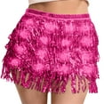thumbnail image 6 of AGWOLF Women Tassel Sequin Skirt Sparkly Elastic High Waist Skirts Shiny Led Mini Skirts Fringe Belly Dance Hip Scarf Rave Party Outfit, 6 of 7