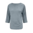 thumbnail image 4 of Warop 3/4 Sleeve Sweaters for Women Fall Clothes Tunic Tops Casual Solid Color Crewneck Pullover Basic Ribbed Knit Shirts, 4 of 6
