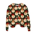 thumbnail image 4 of zaveiop Christmas Sweaters for Women Funny Round Neck Lightweight Festive Santa Snowflake Printed Cable Knit Pullover (Dark Green, M), 4 of 6