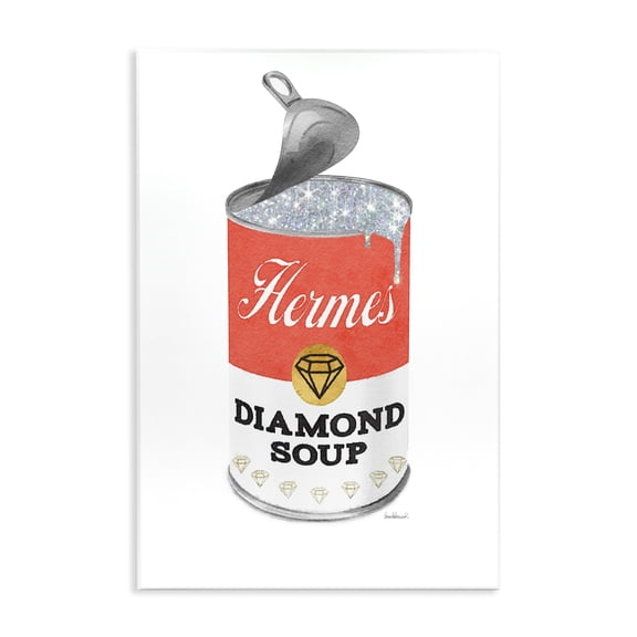 Stupell Industries Eclectic Open Lid Soup Red Can Pop Glam Fashion Wall Plaque Art, 10 x 15, by Amanda Greenwood