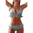 thumbnail image 1 of Traje de baño de dos piezas con cuello en V y volantes para mujer, 1 of 5
