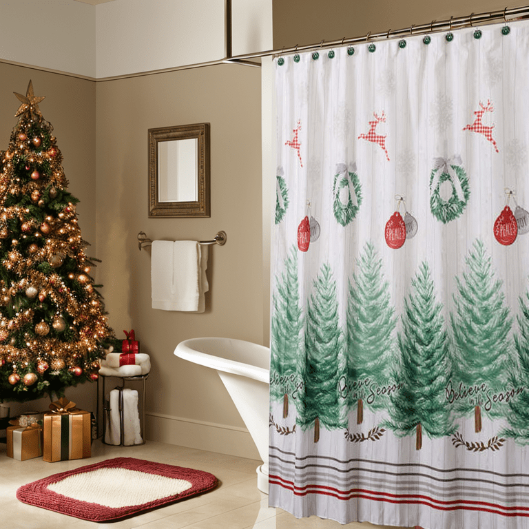 Christmas shower curtain sale set