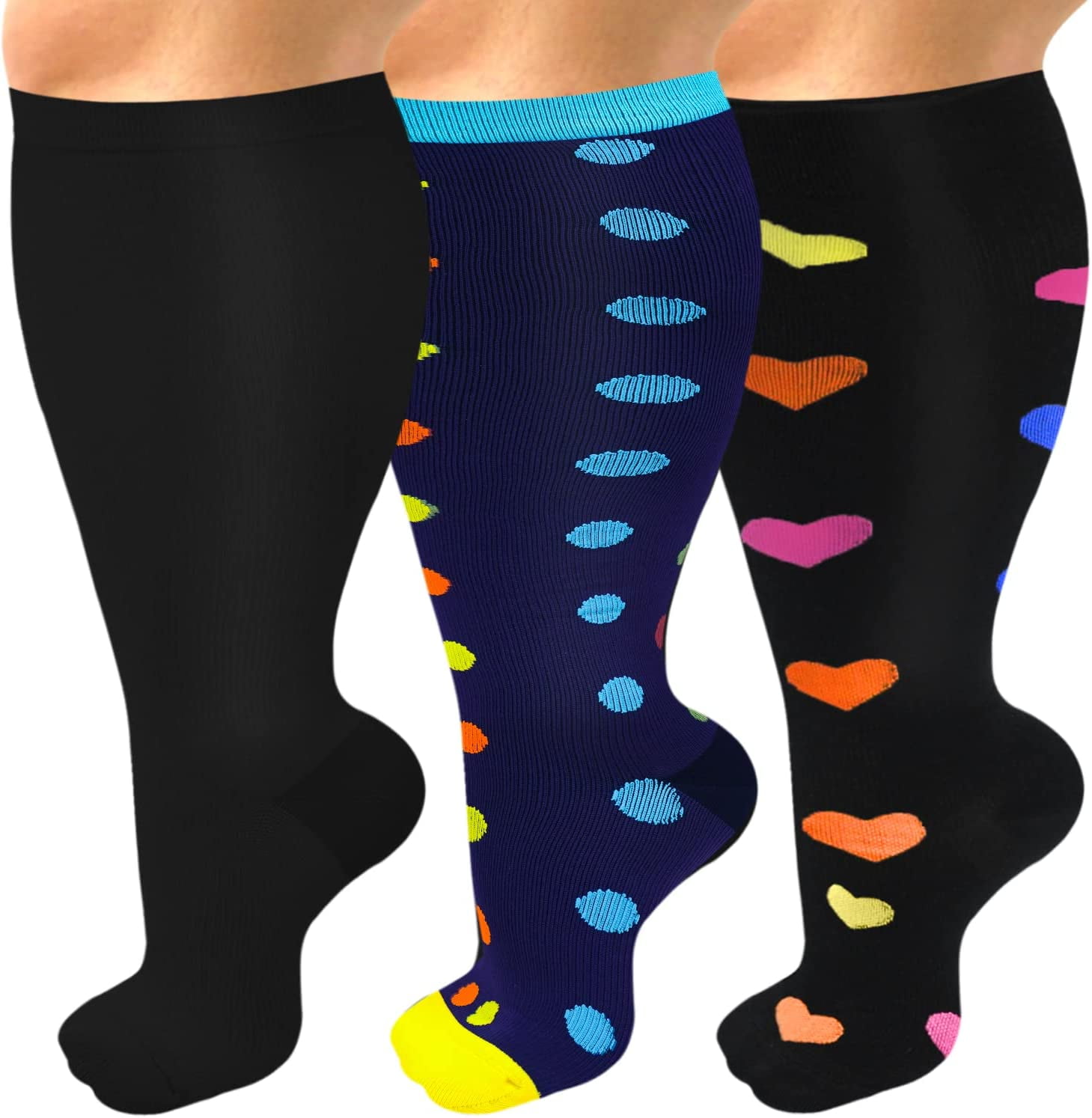 Plus Size Compression Socks for Women Men 2030 mmHg, Wide Calf