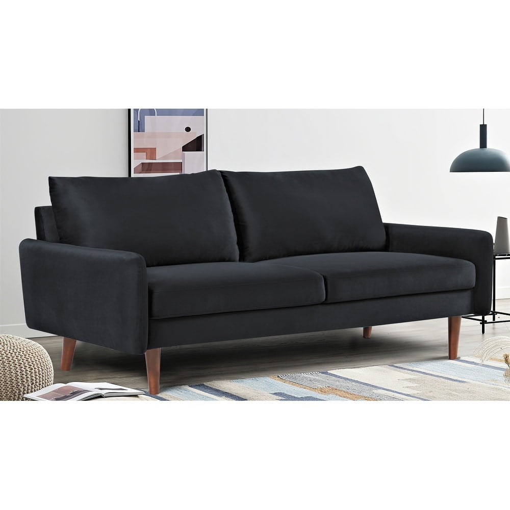 Uspridefurniture Maryellen 70''W Velvet Sofa, Black