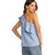 thumbnail image 2 of Women's Casual Sleeveless Tie Knot One Shoulder Ruffle Blouse Top Azul G Azul G Xishao ropa, 2 of 2