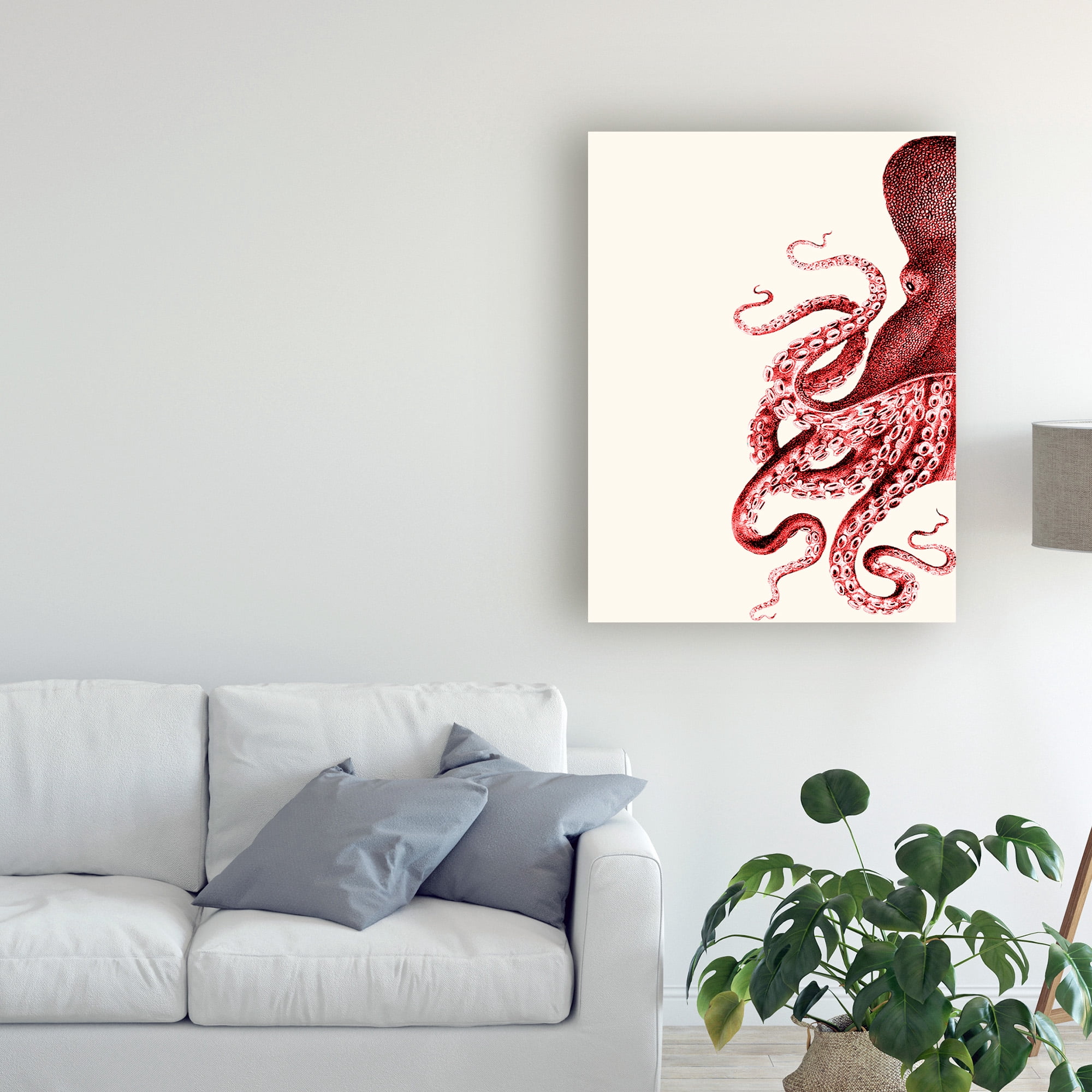 Trademark Fine Art 'Octopus Red And White A' Canvas Art by Fab Funky