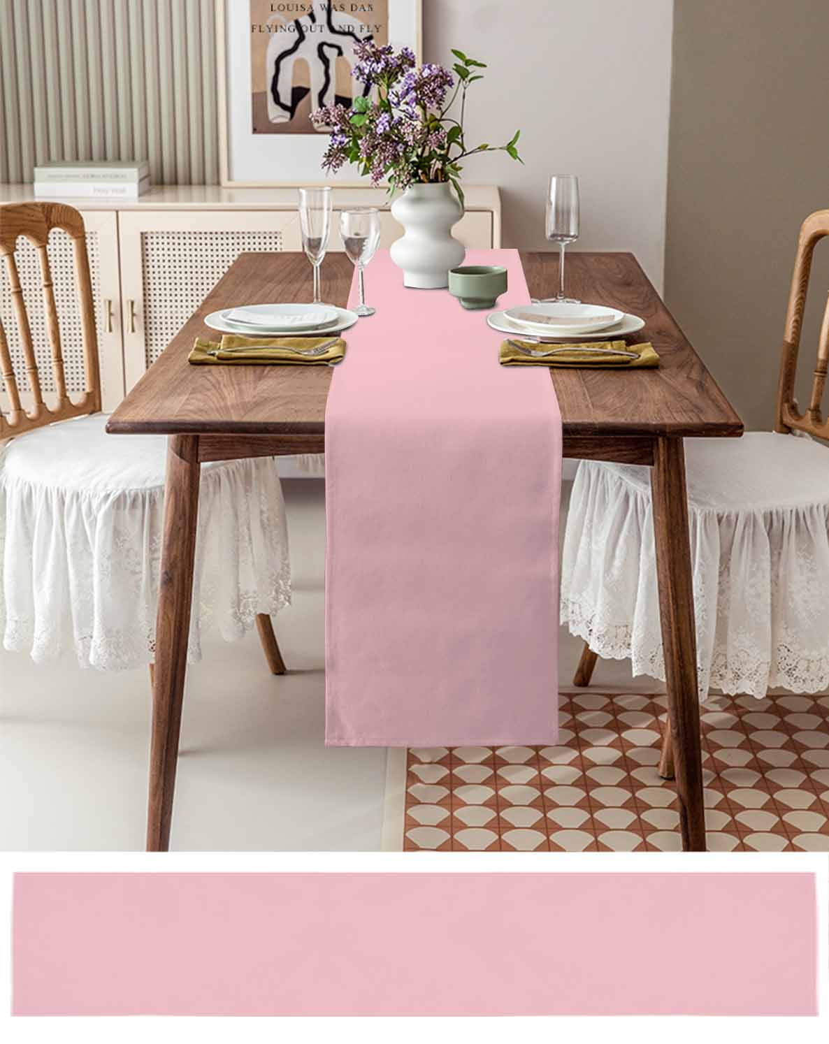 Blush Pink Pure, Table Runner Romantic Contemporary Minimalist Solid Tablerunners 13 x 90 Inch, Table Decorations Tabletop Scarf for Summer Gathering Holiday Farmhouse Kitchen Dining Decor