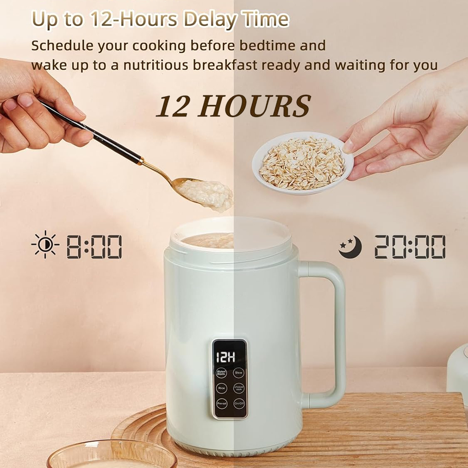 Jenmayt Portable Electric Pot for Cooking Dorm Room - 34oz Non-stick Travel Electric Kettle, Mini Hot Pot with Temperature and Time Control - Self Heating Soup/Rice/Ramen Cooker/Warmer