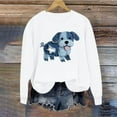 thumbnail image 3 of Uootdi Cute Animal Print Graphic Long Sleeve Sweatshirt for Women Crewneck Denim Patches Animal Vintage Pullovers Tops Casual Loose Outfits for women Gift, 3 of 5