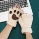 thumbnail image 3 of Guantes con forma de garra de gato para mujer, manoplas de felpa cálidas y suaves, cortos, sin dedos, oso esponjoso, disfraz de medio dedo, 3 of 5