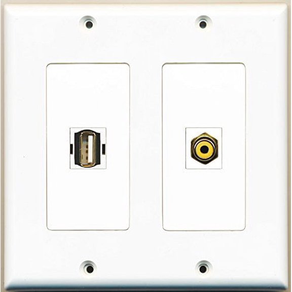 RiteAV - 1 Port RCA Yellow 1 Port USB A-A - Dual Gang Wall Plate