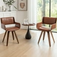 thumbnail image 6 of FOWEOAIU Modern Dining Chairs,Leather Upholstered Walnut Wood With rotation Kitchen Dining Chairs , Brown (Set of 6), 6 of 11