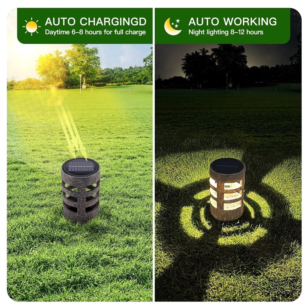 4 Pack Ground Pillar Solar Power Lights Led Waterproof Outdoor Garden Yard Lawn
