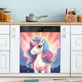 thumbnail image 4 of Cartoon Unicorn Dishwasher Magnet Covers for The Front Magnetic Dishwasher Cover Home Cabinet Decals 20" x 26" Refrigerator Door Home Decor, 4 of 5