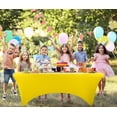 thumbnail image 5 of Utopia Kitchen Spandex Tablecloth 1 Pack [6FT, Yellow] Tight, Fitted, Washable and Wrinkle Resistant Stretch Rectangular Patio Table Cover for Event, Wedding, Banquet & Parties [72Lx30Wx30H Inch], 5 of 9