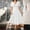 White, variant on Ayolanni Short Sleeve Women Summer Dresses Solid Casual V-Neck Maxi A-Line Dress Fitted Waist Wedding Guest Dressy Lace Patchwork Vacation Sundress Green L