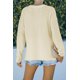 thumbnail image 1 of ABPHQTO Suéter de mujer con cuello henley en beige y hombros caídos con aberturas, 1 of 5