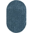 thumbnail image 3 of Unique Loom Davos Shag Collection Area Rug - Solid (5' 3" x 8' Oval Marine Blue), 3 of 7