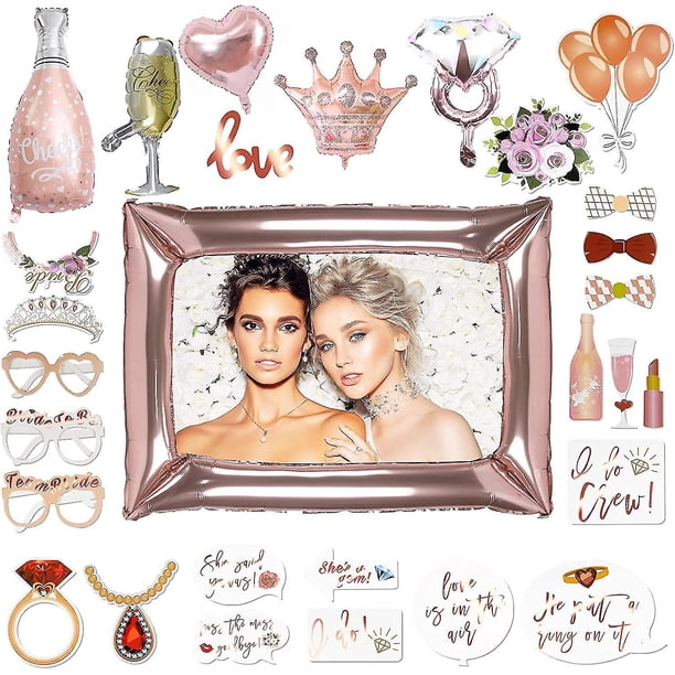 29 Pcs Hen Party Photo Booth Props, Team Bride Selfie Props Wedding Photo Props