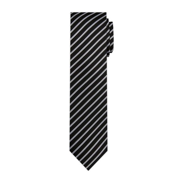 Jacob Alexander Men's Woven Stripes Pattern Slim 2.5 inch Width Neck Tie - Black White