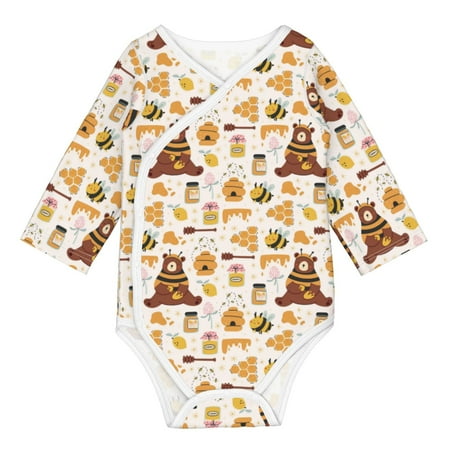 

Matuu Cute Bee Honey Jar Hive Bear for Baby Long-Sleeve Bodysuit Soft Cotton Comfortable and Breathable Perfect for Newborns and Infants
