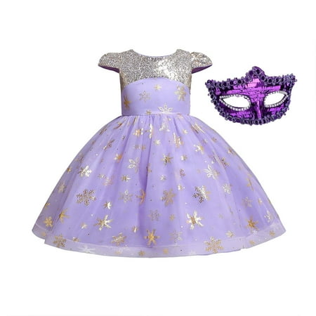 

TUOBARR Summer Savings Clearance! Ball Gown Dresses for Girls Children Baby Girls Polka Dots Gauze Skirt Halloween Cosplay Masquerade Dress Hat Set Purple 110
