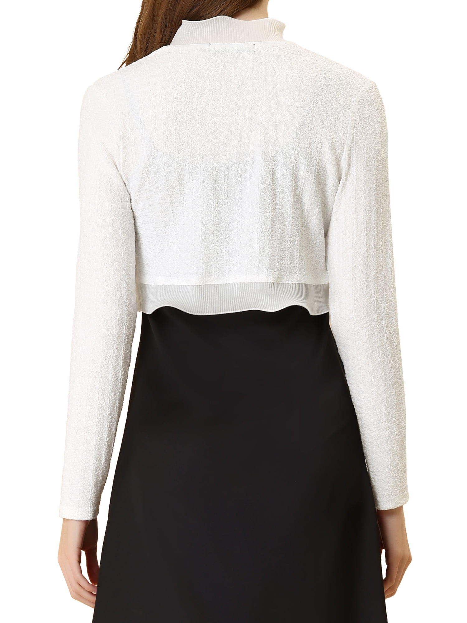 DARING DIVA Women's Crop Cardigan Knit Open Front Bolero Shrug L White