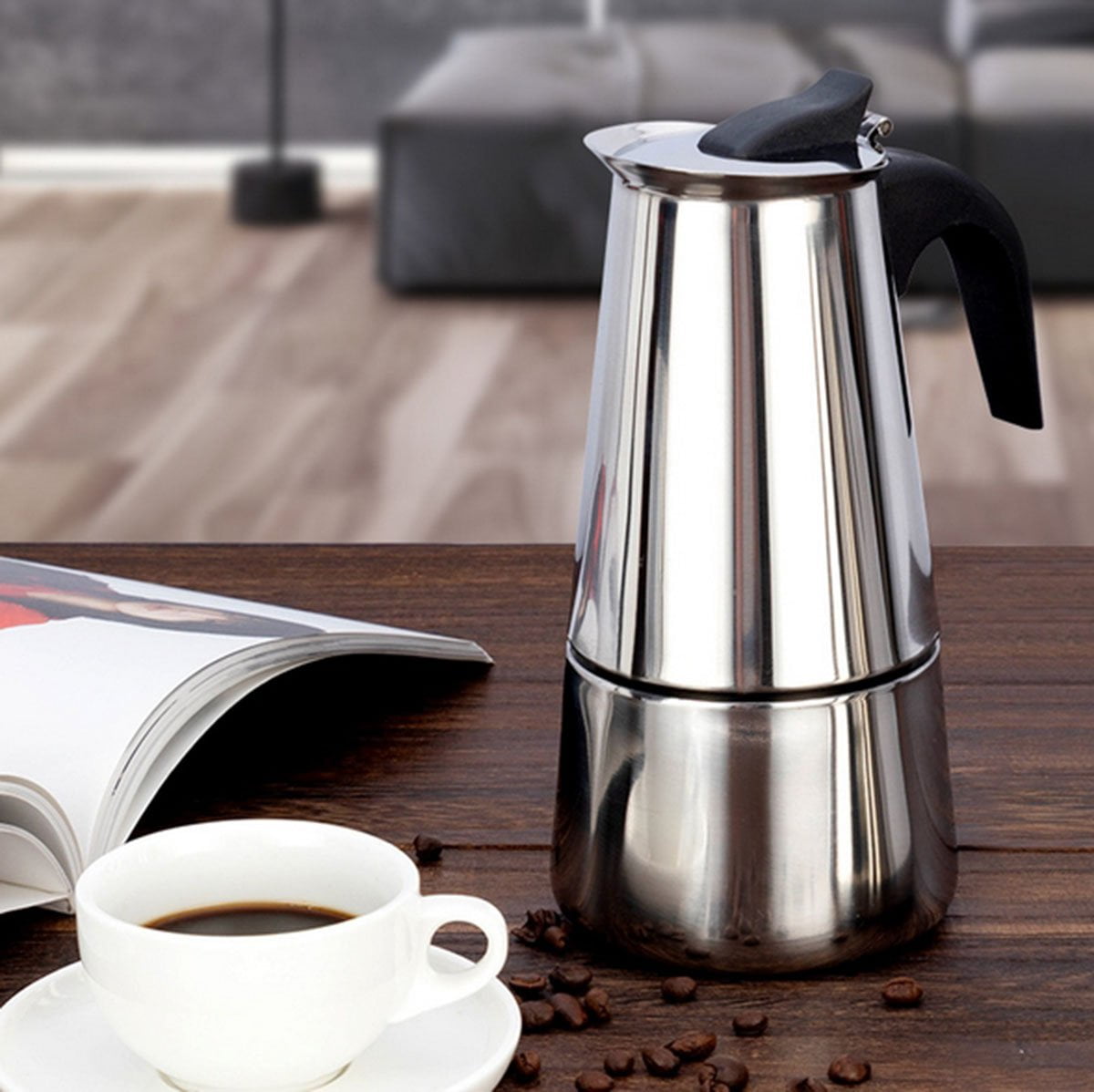 Stainless Steel Italian Espresso Coffee Stovetop Coffee Maker Moka Pot Percolator (2,4,6,9 Cup