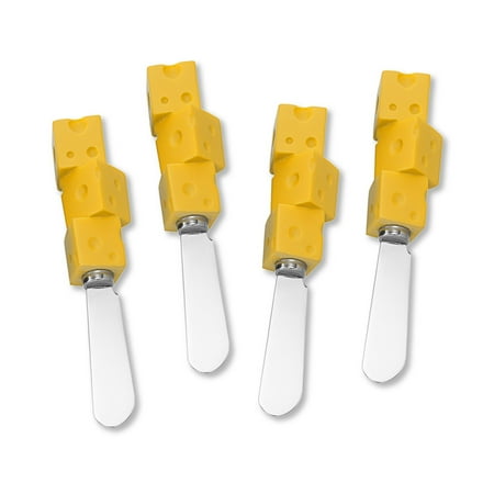 

Mr. Spreader 4-Piece Swiss Cheese Hand Painted Resin Handle with Stainless Steel Blade Cheese Spreader Butter Spreader Knives