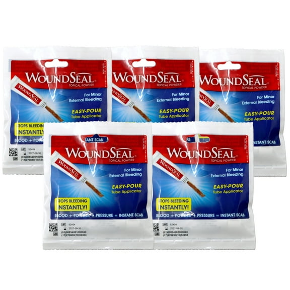 Wound Seal Safe & Effective Bleeding Tube Applicator Powder, 4Ct, 5-Pack