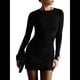thumbnail image 3 of Vestido Corto Ajustado Básico de Punto de Larga para Mujer, de Otoño, para Fiesta, Cóctel o Noche Negro S, 3 of 9