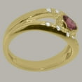 thumbnail image 3 of LBG British Made 9k Yellow Gold Natural Pink Tourmaline & Diamond Womens Band Ring - 33 size options - Size 8.5, 3 of 7