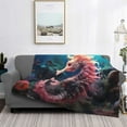 thumbnail image 2 of Uemuo Ocean Seahorse Printed Throw Blanket for Couch, Fluffy Fuzzy Blankets for Bed, Sofa, Cozy Flannel Faux Fur Blanket-50"x40", 2 of 6
