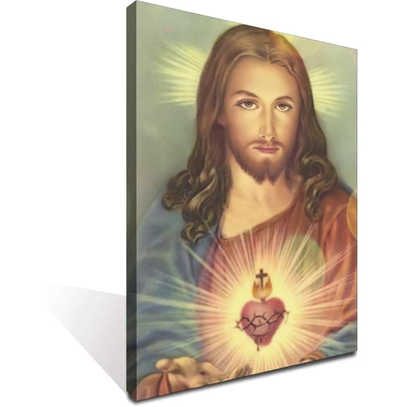 Aaheei Sacred Heart of Jesus Poster Canvas Wall Art, Classic Religious Artwork with Traditional Faith Theme for Prayer Room, Bedroom or Home Decor, 8 x 10 in