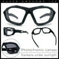 thumbnail image 2 of Choppers Clear - Dark Photochromic Lens Mens Foam Padded Wrap Biker Sunglasses [All Black], 2 of 8