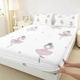 thumbnail image 3 of jejeloiu Cute Ballet Girl Twin Sheet Sets,Kawaii Loves Stars Twin Fitted Sheet,Pink White Flat Sheet For Kids,Luxury Bedroom Decor,3-Piece, 3 of 7