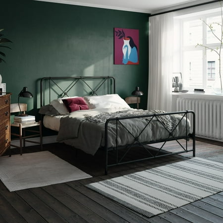 RealRooms Ally Metal Farmhouse Bed, TWIN, FULL, QUEEN, KING, Black, White