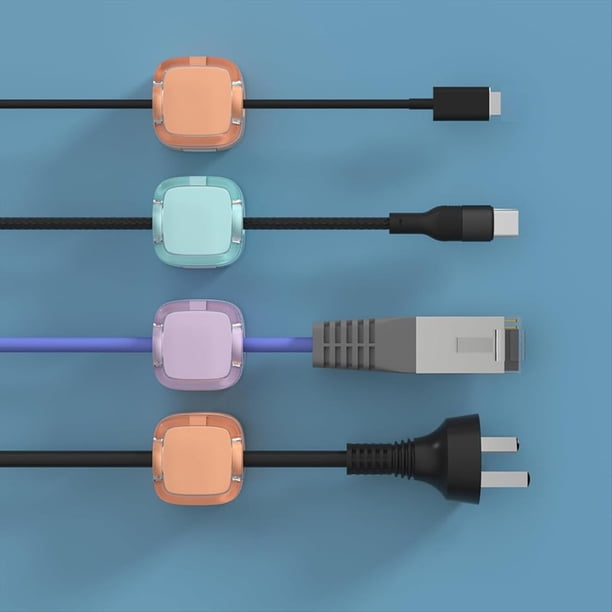 Paquete de 8 Clips Magnéticos para Cables, Soporte Ajustable para Cables Debajo del Escritorio, Organizador de Cables Adhesivo para Cargadores
