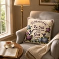 thumbnail image 5 of Throw Pillow Cover Embroidered Hummingbird Hydrangea Decorative Pillow | Spring Decor for Home | Living Room Decor | Purple and Blue Floral Accent, 5 of 7