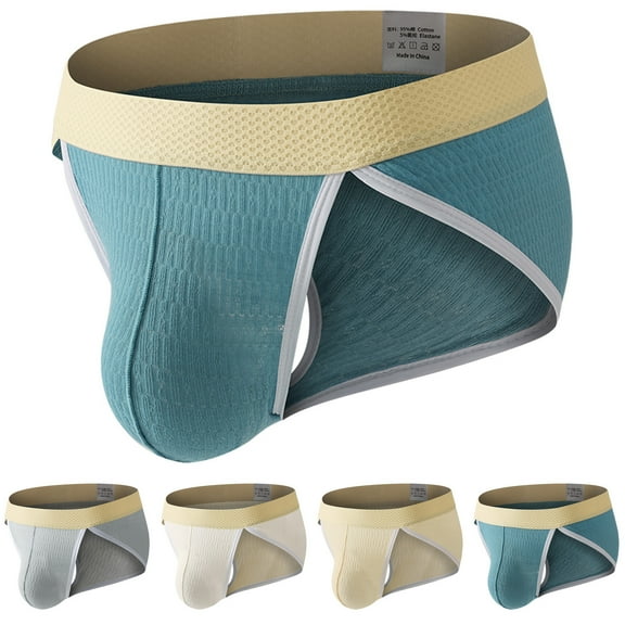 UVEASISHA Men's Underwear Cotton Briefs Low Rise Soft Underpants Comfy Stretch Triangle White M