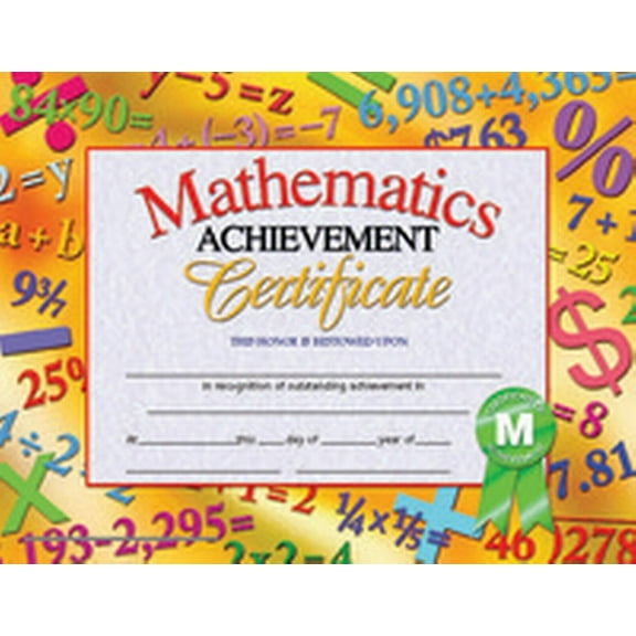 Hayes Publishing Certificates, Mathematics Achievement, 8 1/2" x 11", Multicolor, Pre-K To Grade 12, Pack Of 30